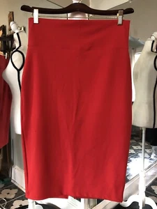 Bebe Rust Red Fitted Stretch Knit Back Slit Skirt Size Large. - Picture 1 of 9