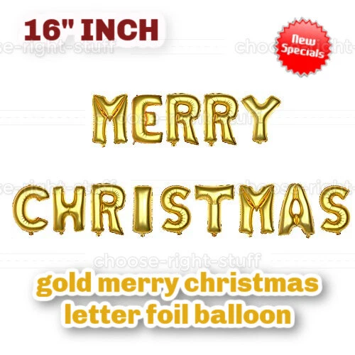 16" MERRY CHRISTMAS BALLOONS GOLD FOIL SELF INFLATING XMAS DECORATION BALOONS - Image 1 of 1