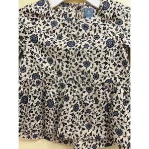 Gap Blue and Cream Floral Top Long Sleeve Size 4 - Picture 1 of 4