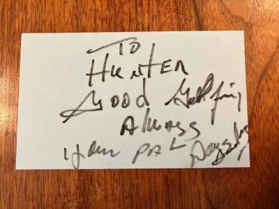 VINTAGE INSCRIBED 3X5 PGA GOLF CHAMPION "PEACOCK OF THE FAIRWAYS" DOUG SANDERS - Image 1 of 3