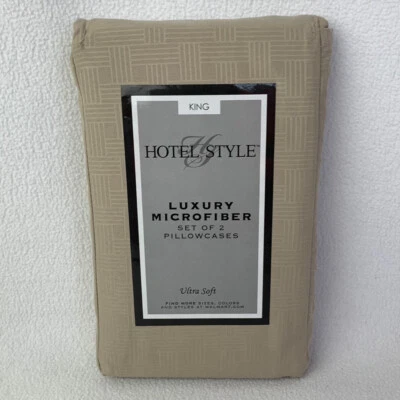 Juego de 2 fundas de almohada estilo hotel tamaño king 20" x 40" microfibra de lujo caqui Foto 1 de 2