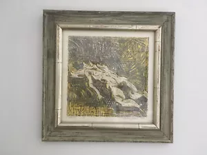 Vintage Mid Century Abstrakter Akt Frau Druck Blockdruck Lithographie signiert datiert - Bild 1 von 12