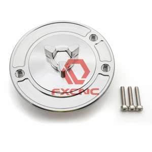 FXCNC CNC Silver Keyless Fuel Gas Tank Cap For kawasaki ZX6R ZX9R 1994-1999 1998 - Picture 1 of 9