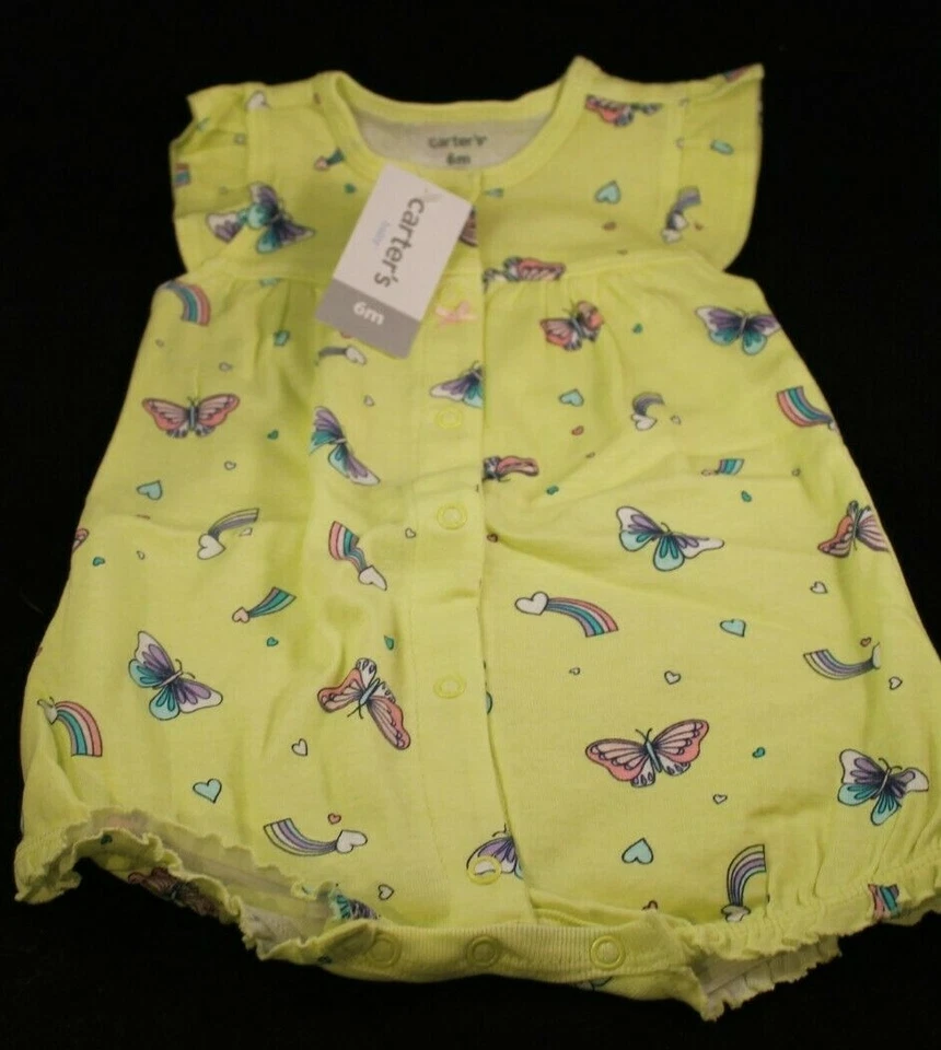 Carters Baby Girl Romper 6 month Butterfly Rainbow Outfit Carters Baby