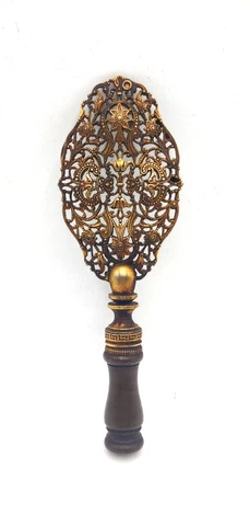Vintage Antique Detailed Victorian Style Brass Lamp 5.5" Inches Tall Finial U1 Cover