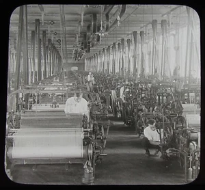 Linterna mágica de vidrio diapositiva sala de tejer en silk mill paterson nj c1910 foto ee. uu. - Imagen 1 de 2