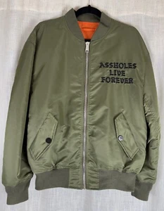 Assholes*s Live Forever bestickte Wende-Bomberjacke grün/orange Small - Bild 1 von 15
