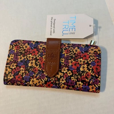 Cartera Time and Tru para mujer talla única delgada floral cierre a presión nueva con etiquetas Foto 1 de 4