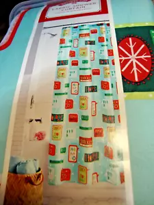 Holiday Time FABRIC Winter Shower Curtain 70" x 72" Blue Snowman Snowflakes  847 - Picture 1 of 3
