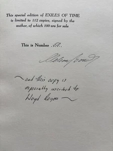 Exiles Of Time - Nelson Bond 1949 Signed Numbered 1st Edition - Foto 1 di 13