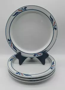 4 Dansk Bistro Maribo 8.75" Salad Plates Japan DANMAR Red Berries Blue Rim CHIP - Picture 1 of 15