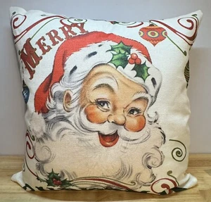 Frohe Weihnachten Überwurf Kissenbezug 19x19 Neu ohne Etikett Jolly Ole Nikolaus Weihnachtsmann - Bild 1 von 11
