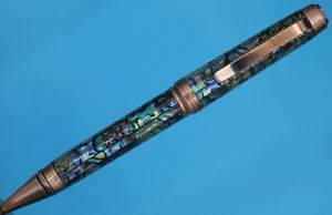 Cigar Twist Pen in All Antique Copper Finish with Unique Paua Abalone Shell - Picture 1 of 7