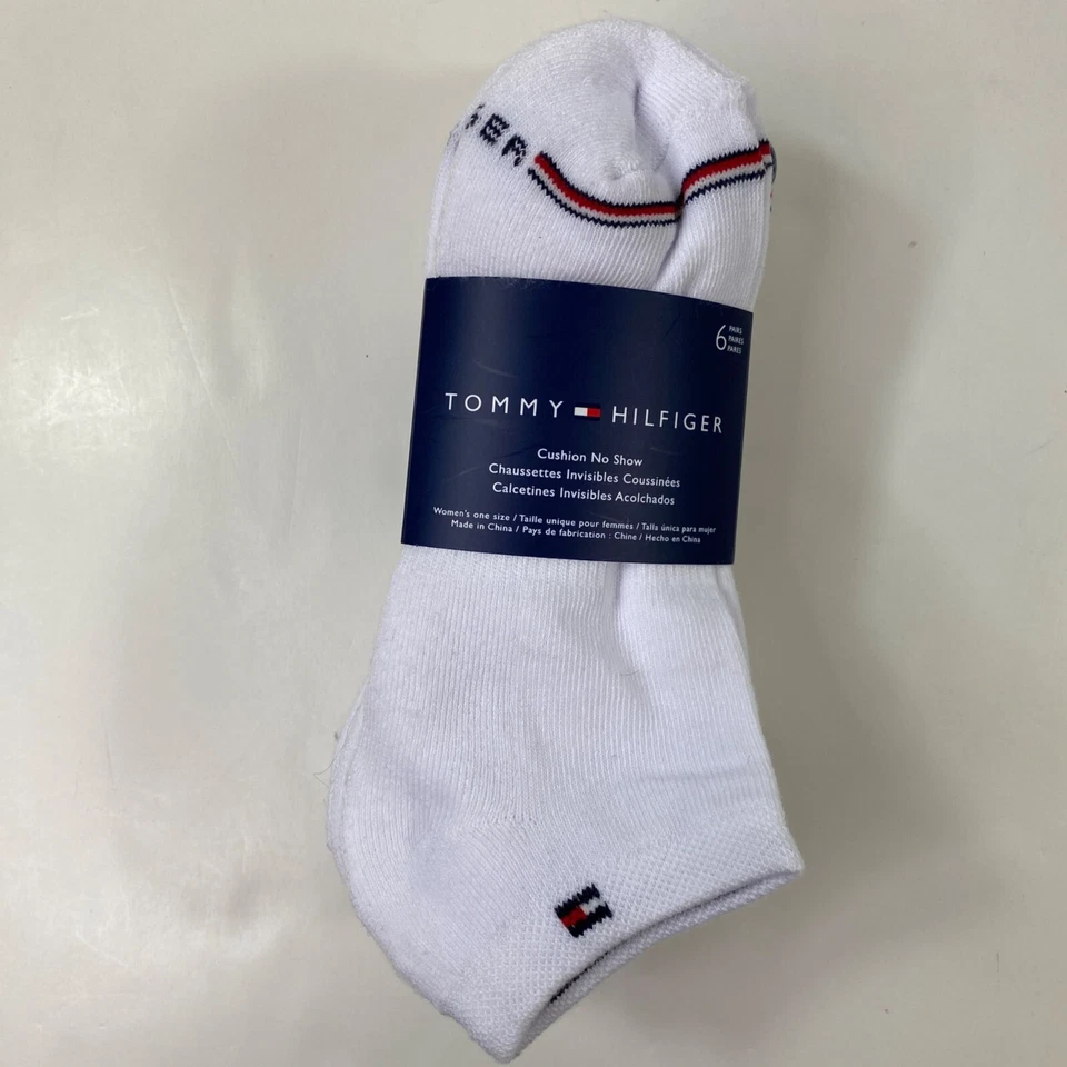 Tommy Hilfiger Cushion No Show Socks 6 Pair Size 6 to 9.5 With Tags