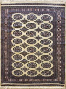 Alfombra blanca Rugstc 4x6 Bokhara Jaldar, genuina anudada a mano, pila de seda/lana - Imagen 1 de 5