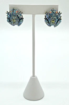 Pendientes Heidi Daus Firmados Toad-ally Fabuloso Negro AB Sapo Omega Auténticos Nuevos en Caja Foto 1 de 4