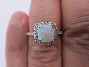 1,50 Karat 14K Gold Diamant & Opal Ring Diamant = 1/2 Karat F-VS2 Wert = 4.950€ - Bild 1 von 10