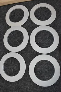 6 White Juno down-lites Recessed light trim 8" for 6" lights total 205w  - Picture 1 of 12