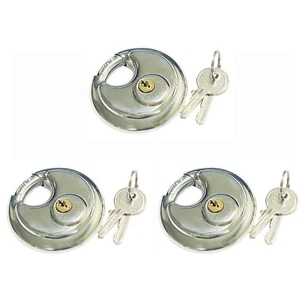 3 pz lucchetto disco acciaio inox 2-3/4 pollici catena 70 mm rimorchio autostoccaggio KA - Foto 1 di 1