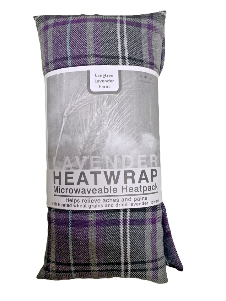 LANGTREE LAVENDER FARM LARGE PURPLE TARTAN -Heat/Cool pack. Microwaveable/Freezable. Lavender Wheat bag