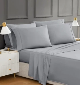 Hotel Signature Egyptian Cotton 400 Thread Count 6-Piece King Sheet Set Gray - Picture 1 of 8