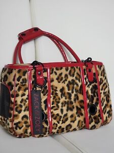Zack & Zoey pet carrier  Small dog cat tote Leopard Black  Brown Red