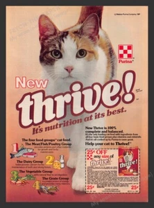 Purina Thrive! Cat Food Calico 1980s Print Advertisement Ad 1981 - Picture 1 of 1