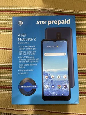 AT&T Motivate 2 32GB 6.5" HD Prepaid Smartphone - Maritime Blue - New & Sealed  - Image 1 of 2