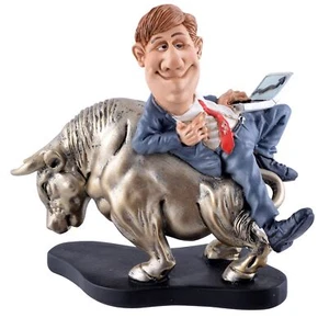 Börsenmakler Bank Bulle Boerse Wertpapier 16 cm Beruf Funny Figur - Picture 1 of 2