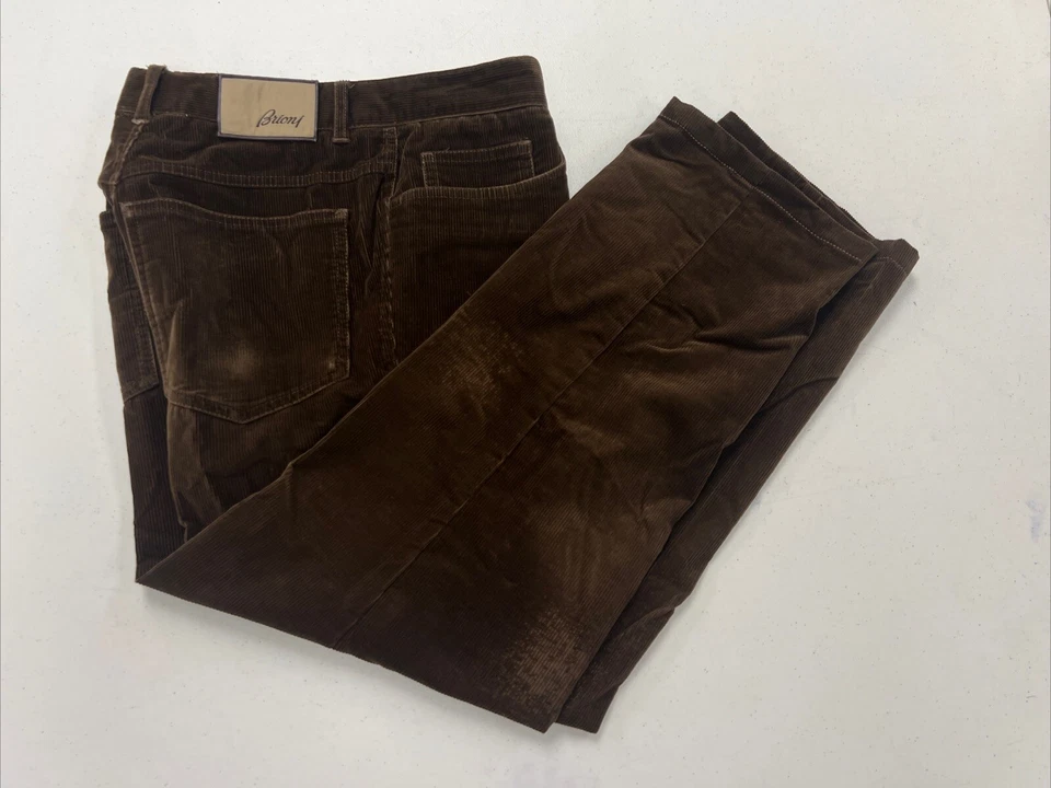 FALL/WINTER Brioni Men's Brown Solid Cotton Blend Corduroy Pants 32X26 $1,195 - Image 1 of 4