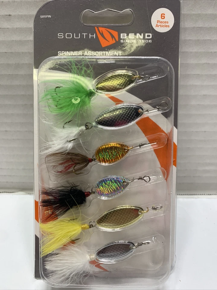 South Bend SBSPIN Lunker Tackle Spinner Assortment Lure Kit 6 Sizes