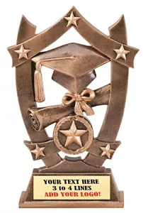 GRADUATION SCHOOL THREE DIMENSIONAL TROPHY RESIN AWARD FREE LETTERING M*SSR30 # - Picture 1 of 1