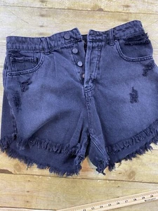 Wild Fable High Rise Black Fringe Distrssed Shorts Women's Size 10 - Picture 1 of 11