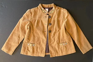 Gymboree Equestrian Club Girls Size 7 Tan Velveteen Embroidered Riding Jacket - Picture 1 of 3