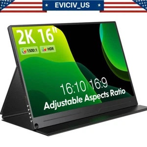 EVICIV 16" 1500:1 2K QHD Portable Monitor 400cd/m² HDR Screen USB C HDMI Display - Picture 1 of 19