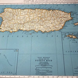 1940's Puerto Rico atlas Map Vintage before end of WW2 - Picture 1 of 23