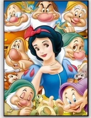 Snow White And The Seven 7 Dwarfs Diamond Art/painting 30x40 Round Drill