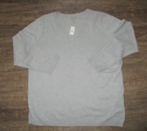 NEW TALBOTS Heather Gray V-NECK Cotton Blend SIDE BUTTONS Sweater 2X - Picture 1 of 4