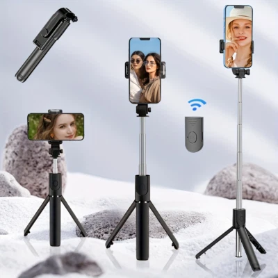 Anti-shake mobile Selfie Stick Travel portable floor tripod - for iPhone Android - Image 1 of 4