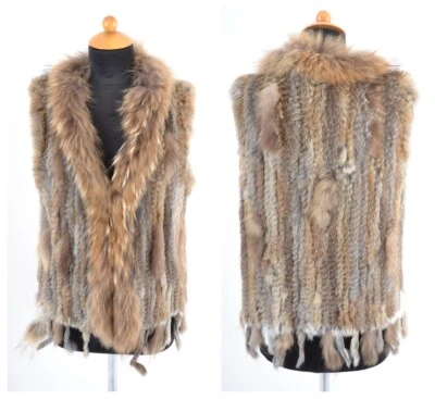 US4873 REAL LAPIN KANIN VEST CONEY FUR VEST RABBIT MORMOT KNIT FUR WAISTCOAT - Image 1 of 4
