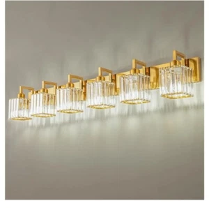 Modern Crystal Bathroom Vanity Light 6-Lights Gold Brushed Brass Finish... - Picture 1 of 5