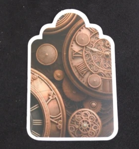 Beautiful Bronze Clocks Steampunk Sticker 2.38" x 1.58" (AK) - Picture 1 of 2