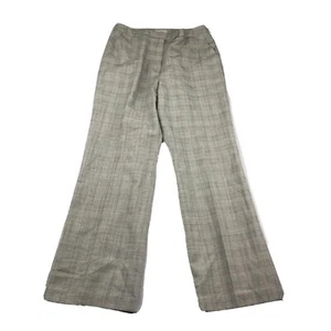 Kate Hill Pants Women 12 Gray Plaid Woolen Lined Stretch Wide Leg Flat Front NWT - Picture 1 of 8