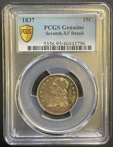 1837 Capped Bust, Quarter 25 Cent PCGS Extra Fine Very Nice Early Quarter Cover