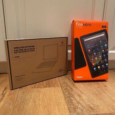 Amazon Fire HD 10 (32 GB, 10.1 inch) Black, Bluetooth KeyBoard>