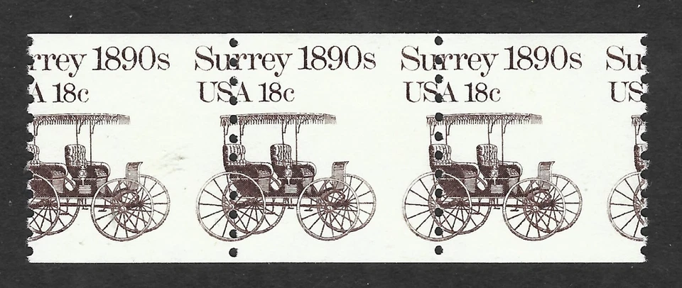 US Scott #1907 Coil stirp of 3 1981 Surrey 18c VF MNH Major Perf Shift EFO - Image 1 of 1