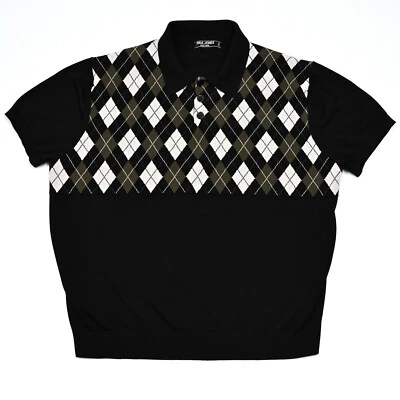 Camisa polo PJ Paul Jones para hombre 2XL negra cuello argyle manga corta abotonada Foto 1 de 4