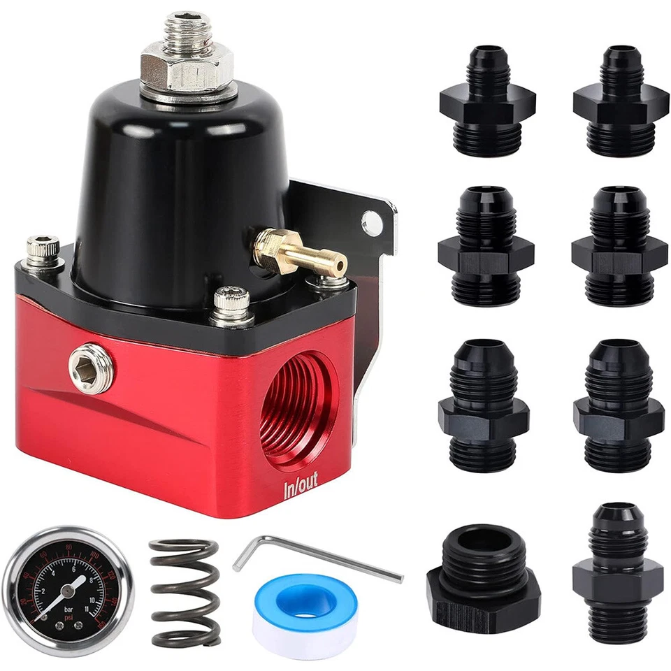 Adjustable EFI Fuel Pressure Regulator Bypass Gauge 6AN 8AN 10AN Fitting Inject Foto 1 de 4