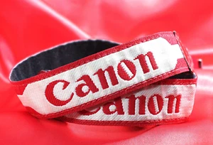 Canon Genuine Vintage Camera Shoulder Neck Strap Used " Red / Ivory " From Japan - Picture 1 of 12