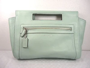 NWT COACH LEGACY LEATHER BASKET CLUTCH SILVER MINT F48012 - Picture 1 of 6